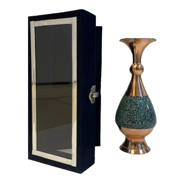 عکس اصلی ست هدیه گلدان مسی فیروزه کاری شده کد 219